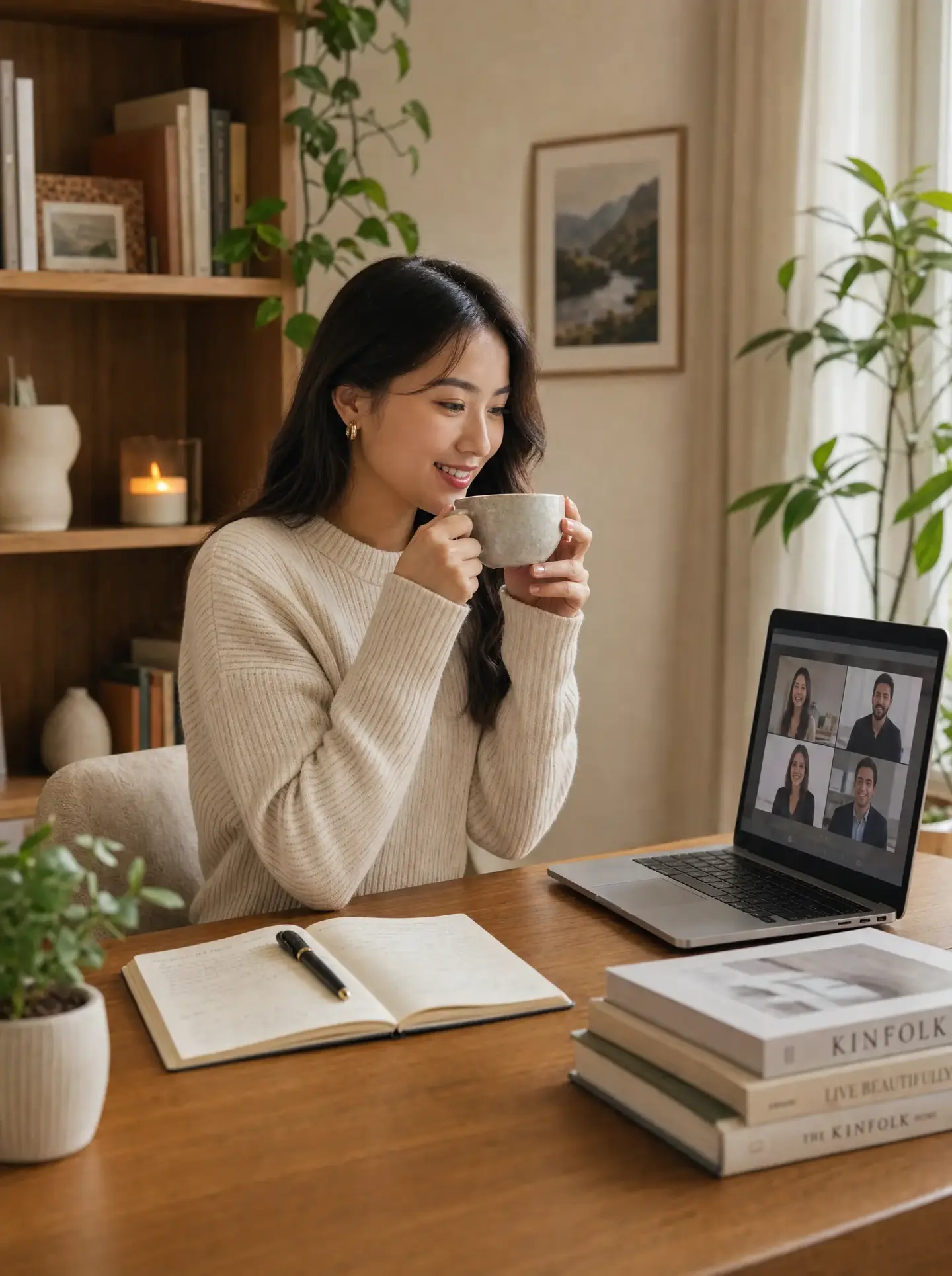 A practitioner studying the SDLA online portal at home with a coffee
